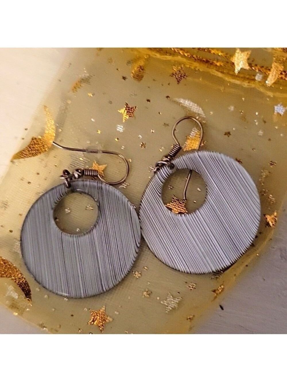 Silver Dangle Earrings Plastic Resin